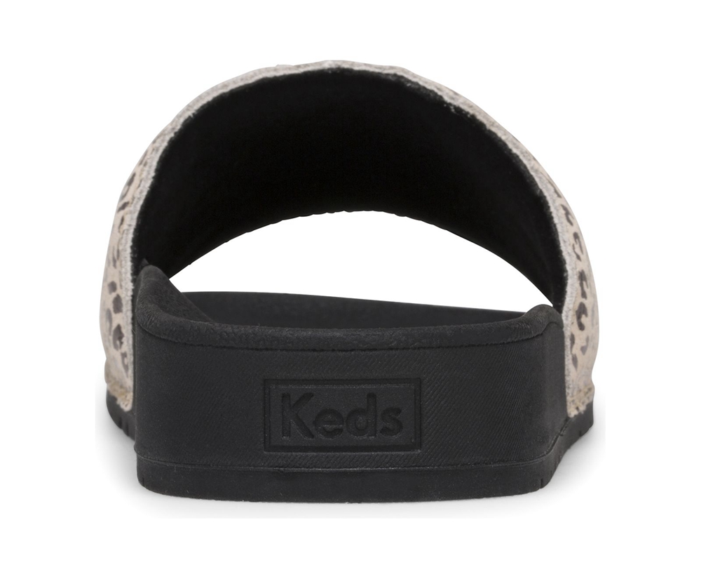 Keds Womens Sandals Black/Gold - Bliss II Leather Leopard - 762DIZGFA